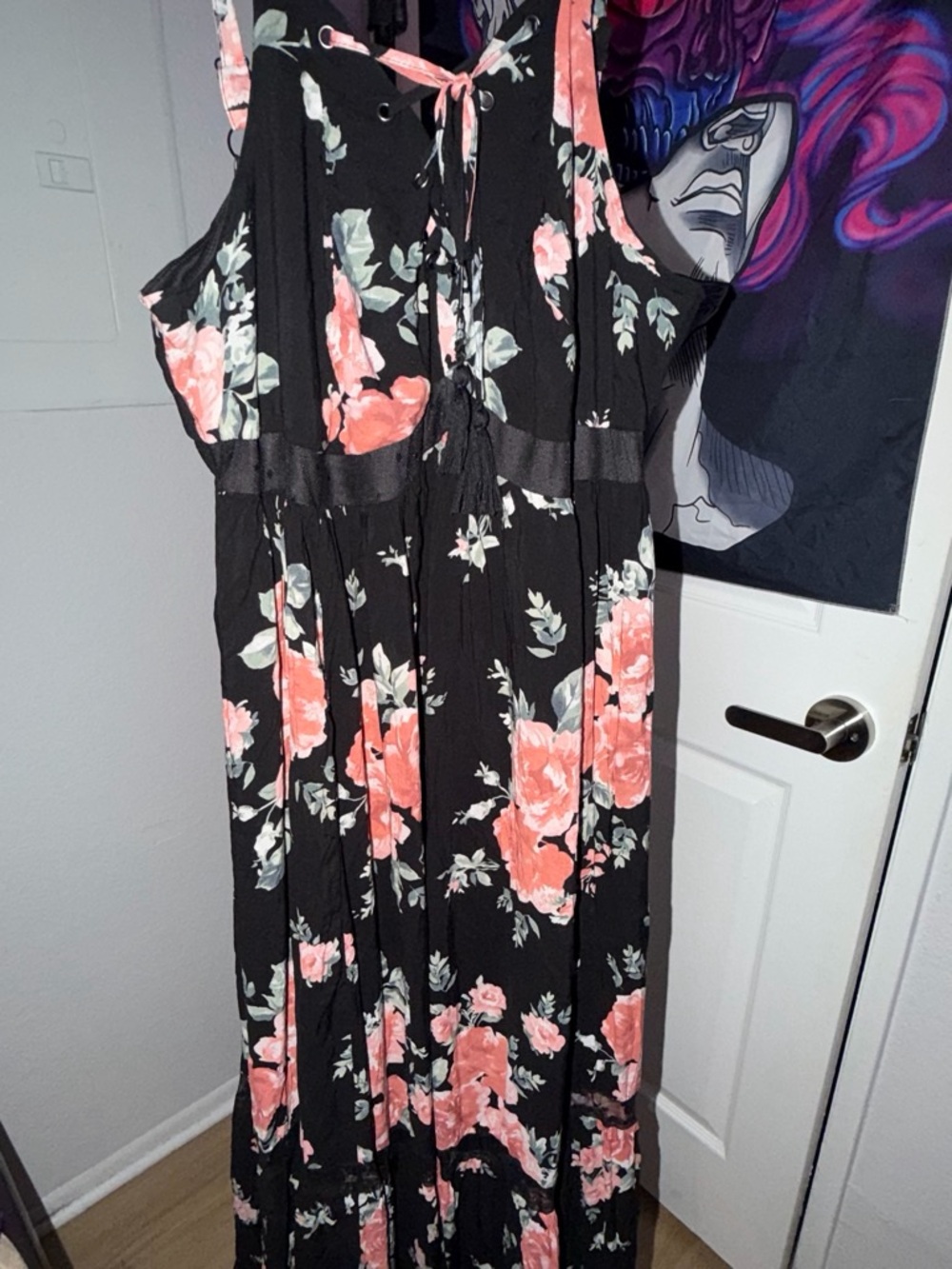 torrid Black Maxi Dress with Coral Floral Print